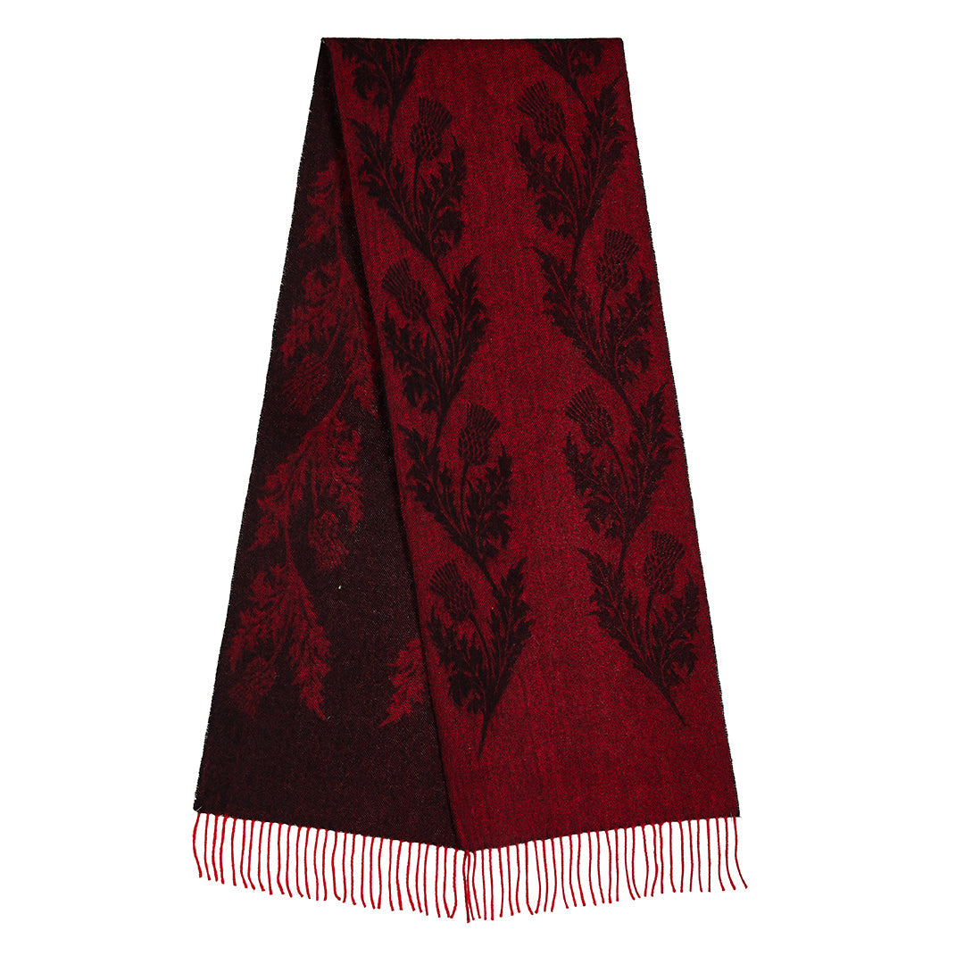 Double Thistle Red Scarf 100% Pure Lambswool