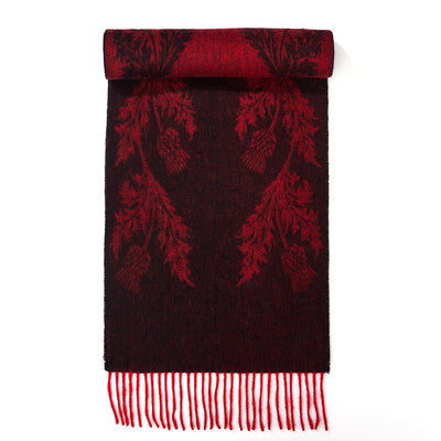 Double Thistle Red Scarf 100% Pure Lambswool