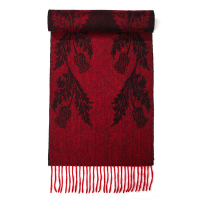 Double Thistle Red Scarf 100% Pure Lambswool