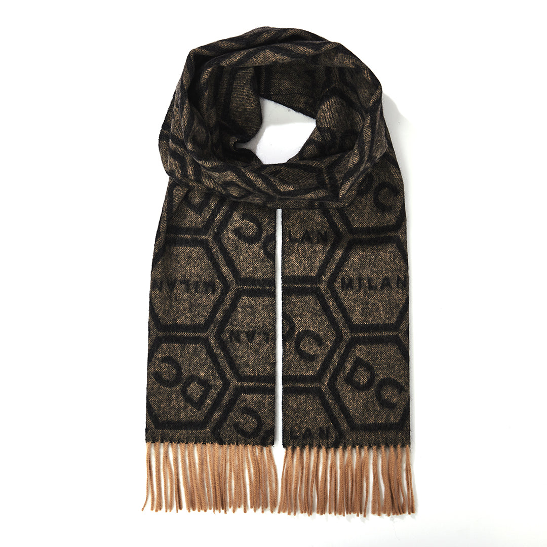 DC Monogram Black Scarf 100% Pure Lambswool