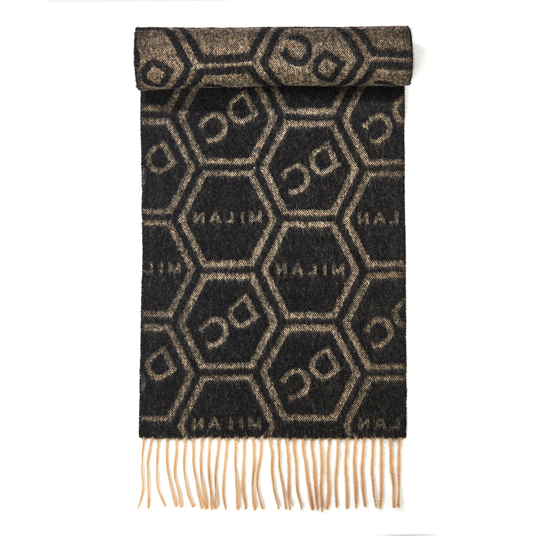 DC Monogram Black Scarf 100% Pure Lambswool