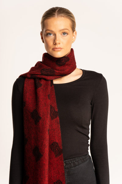 Thistle Small Red Scarf 100% Pure Lambswool