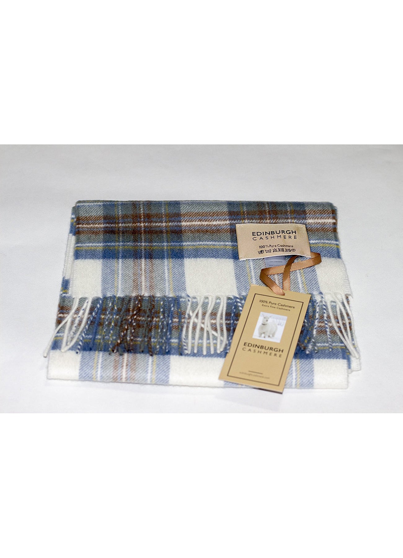 Stewart Muted Blue- Made in Scotland Scarf 100% Pure Cashmere