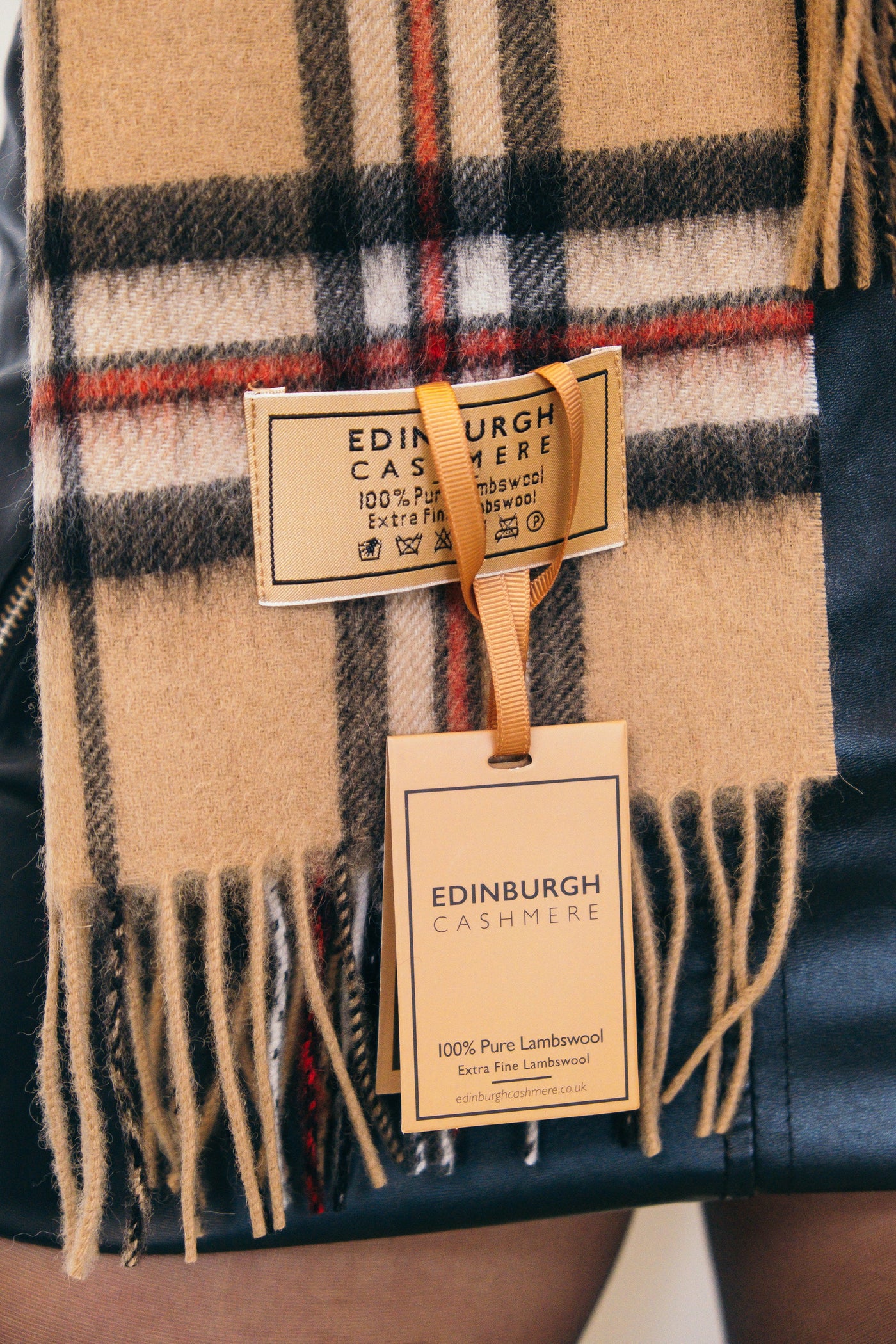 Scarf Thomson Camel Tartan 100% Pure Lambswool