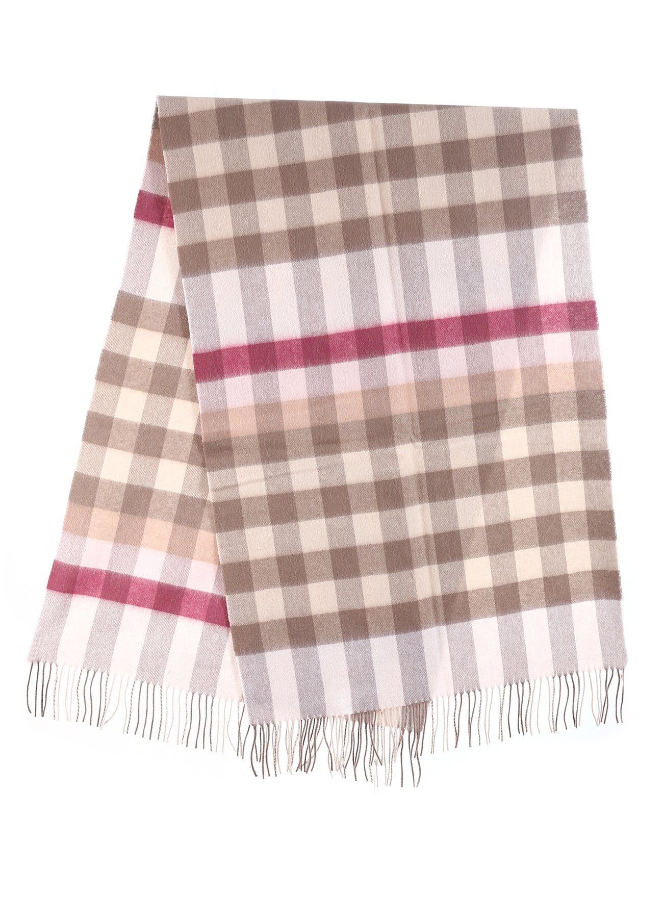 Pink Check Stole 100% Pure Lambswool