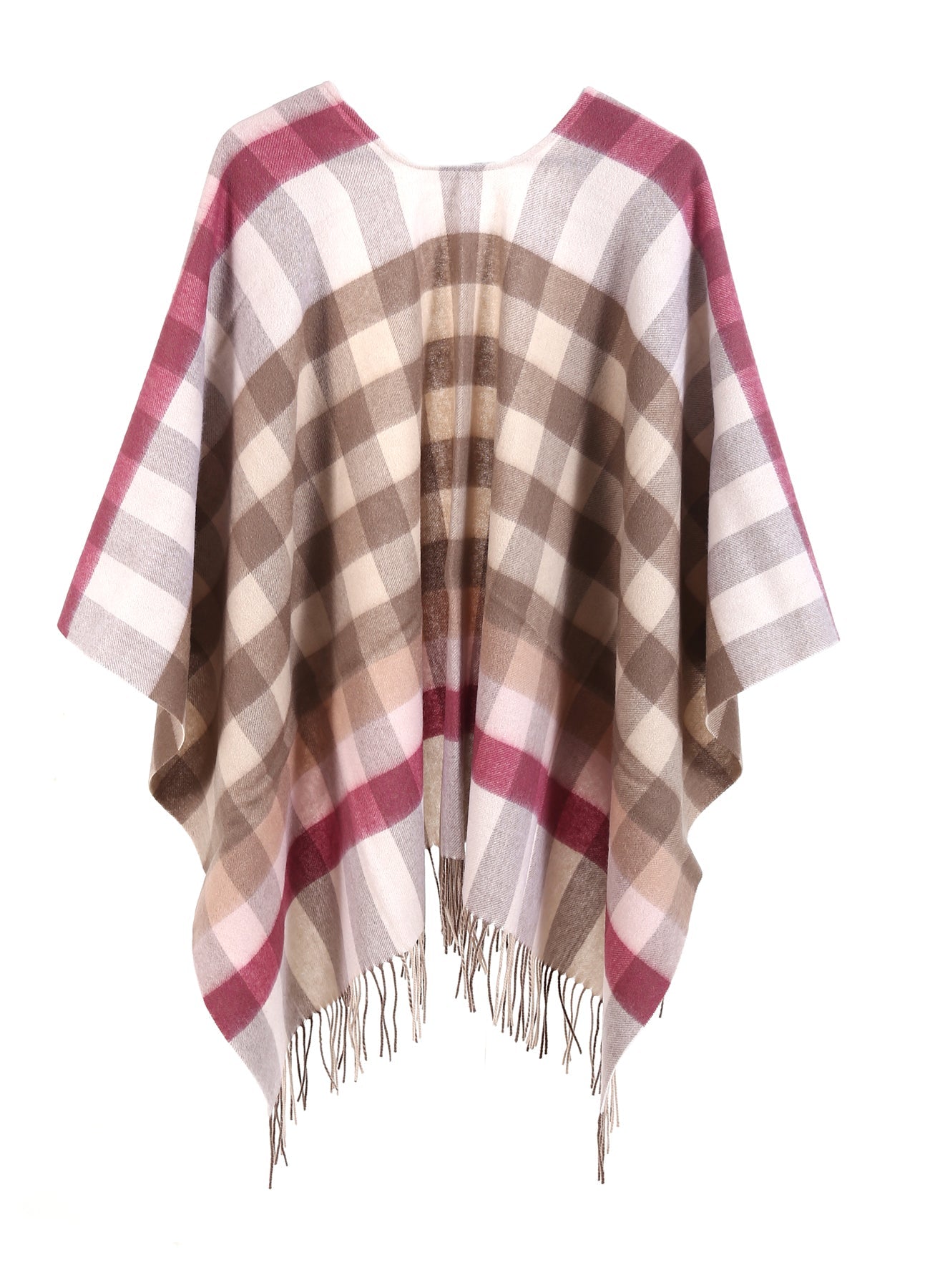 Pink Check Cape 100% Pure Lambswool