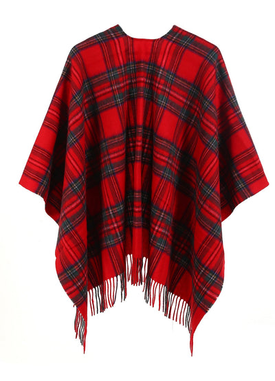 Cape Royal Stewart Tartan Poncho 100% Pure Lambswool