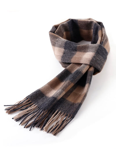 Scarf  100% Pure wool Scottish Check Design Brown