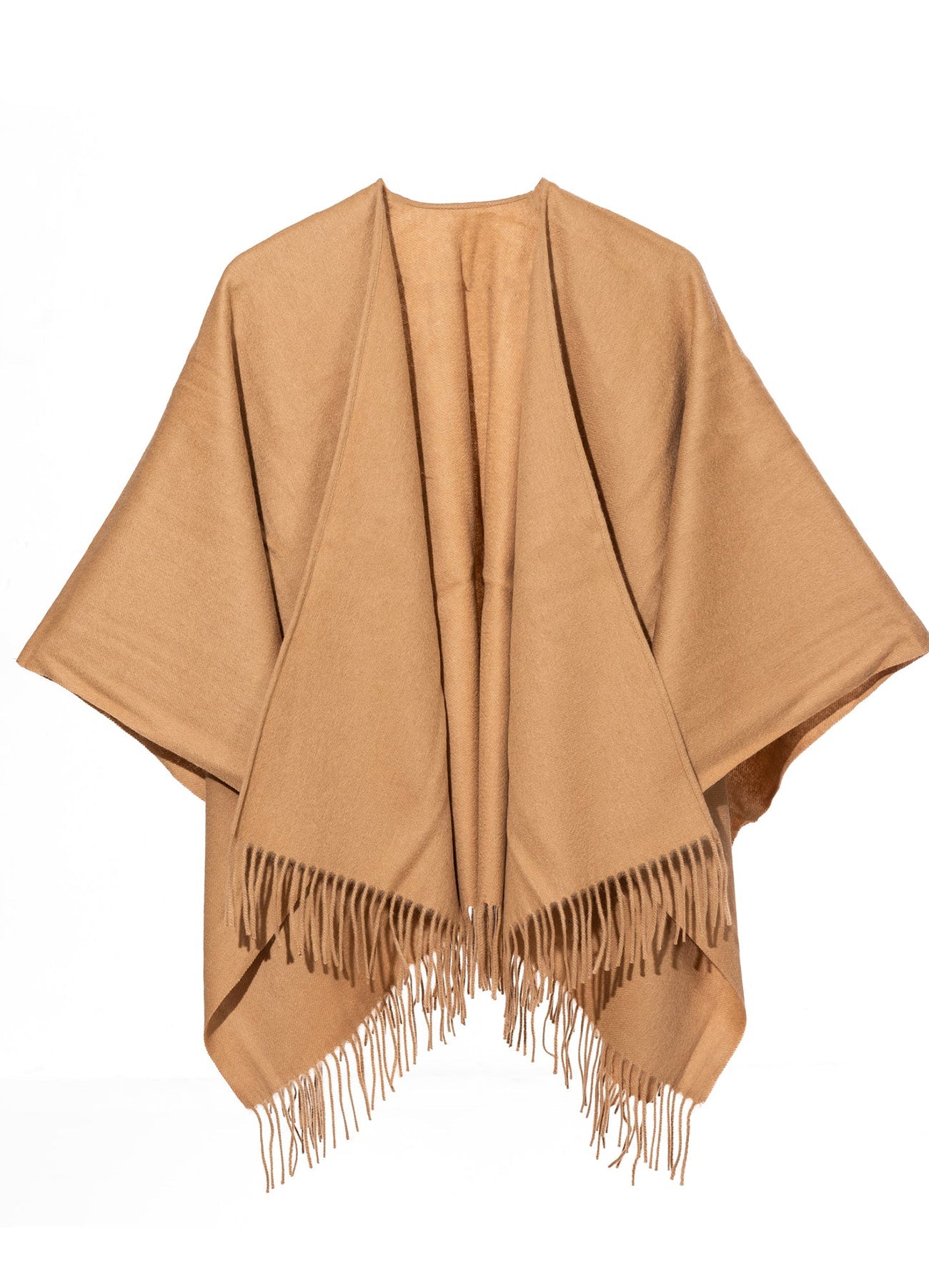 Plain Cape Camel Poncho 100% Pure Lambswool