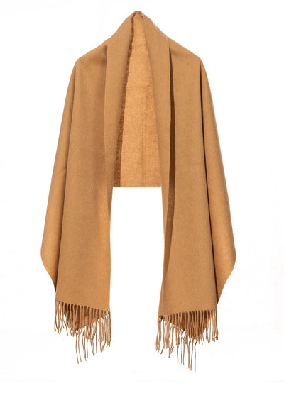 Plain Scarf Camel Oversized Wrap 100% Pure Lambswool