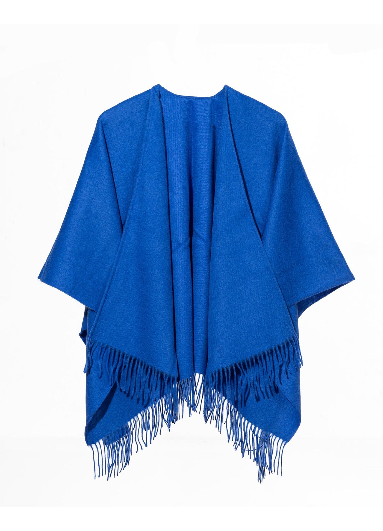 Plain Cape Dark Blue Poncho 100% Pure Lambswool