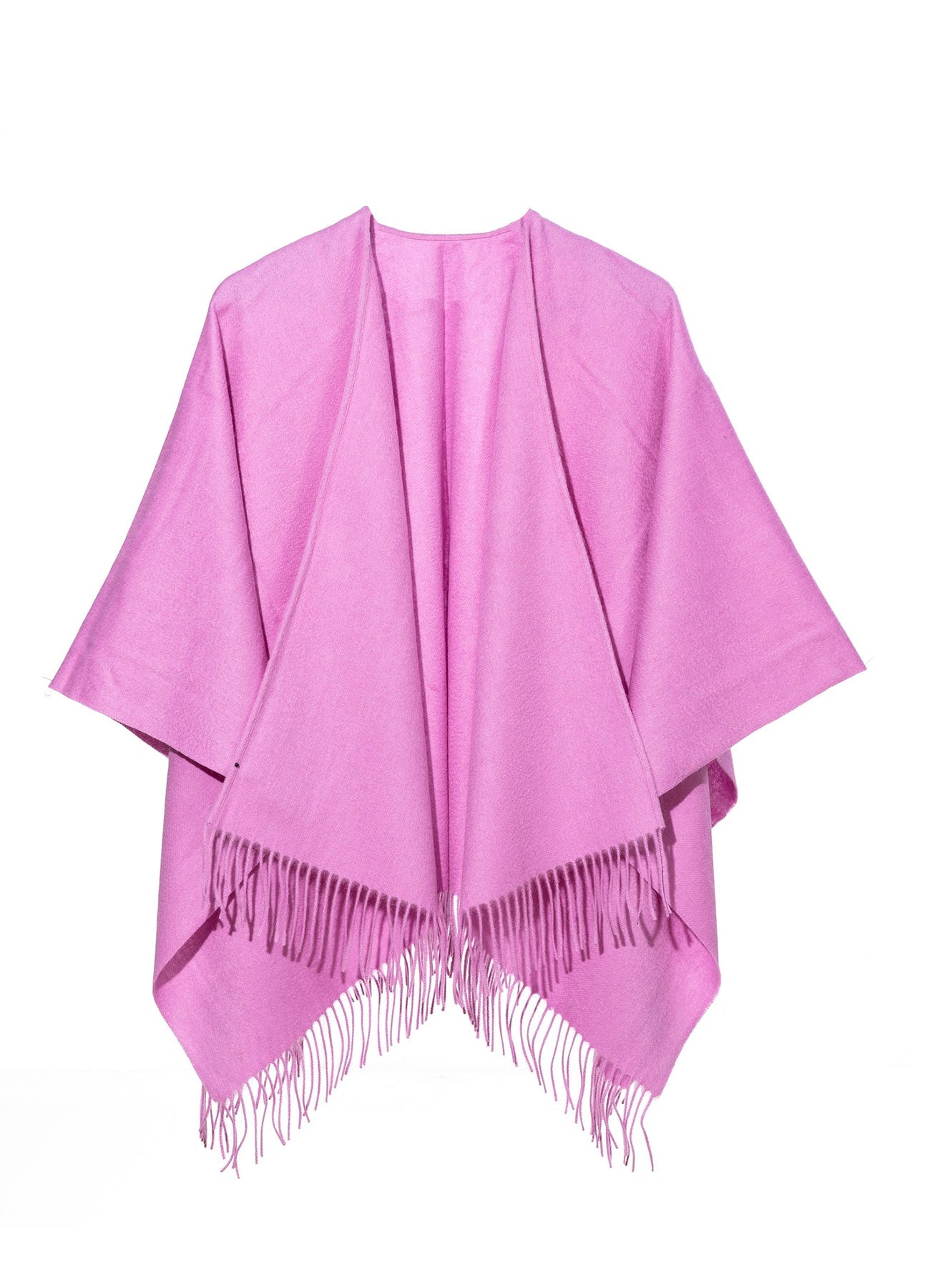 Plain Cape Dark Pink Poncho 100% Pure Lambswool