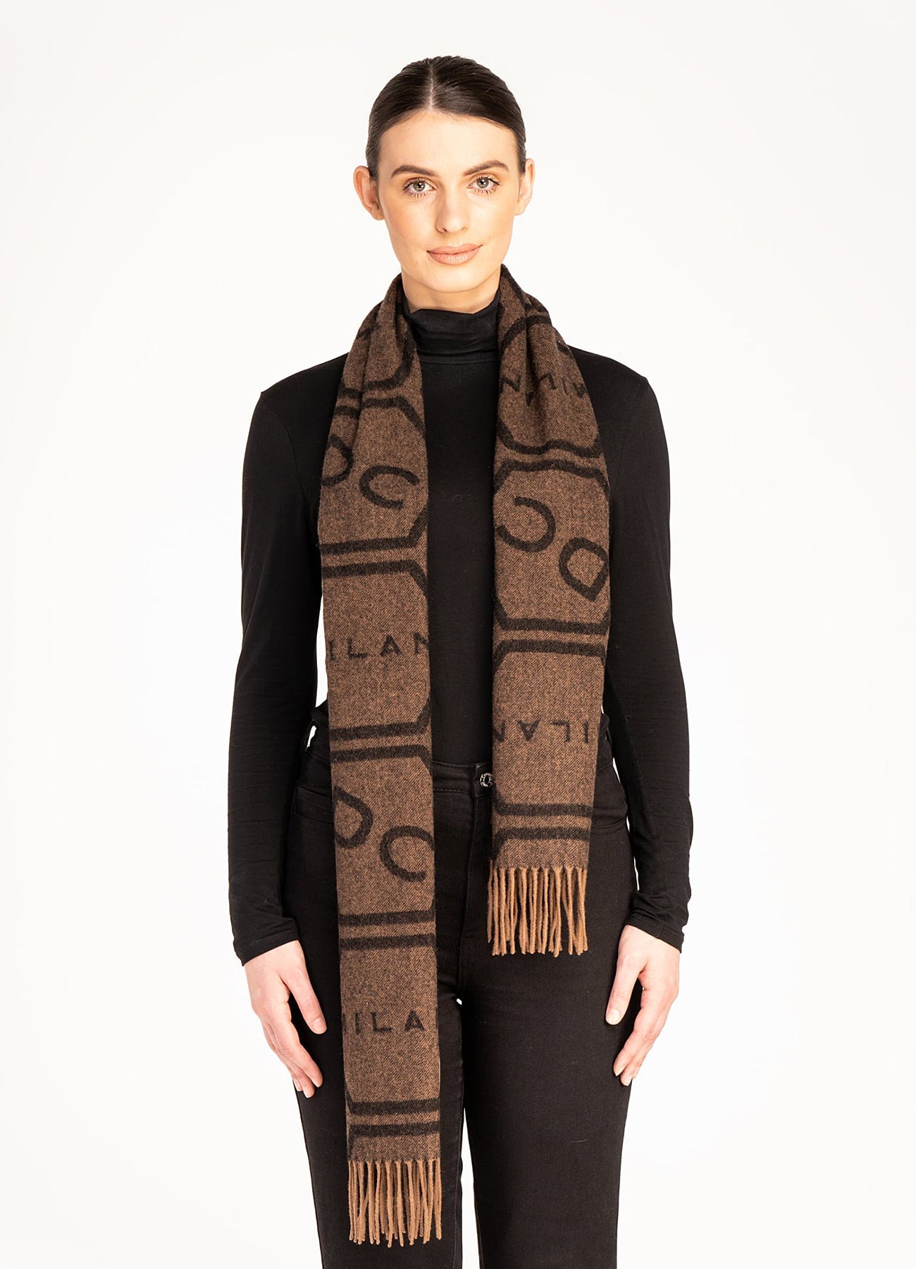 DC Monogram Brown Scarf 100% Pure Lambswool