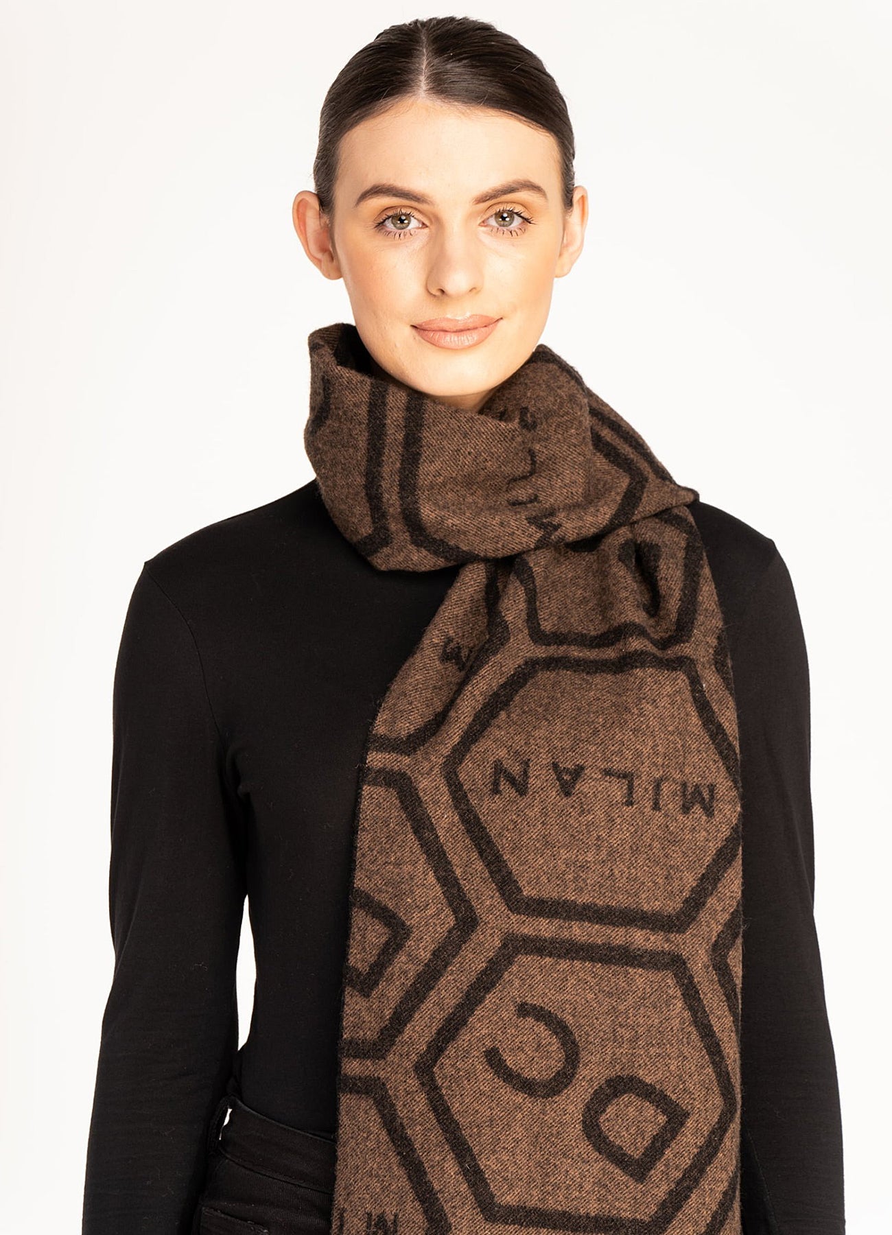 DC Monogram Brown Scarf 100% Pure Lambswool