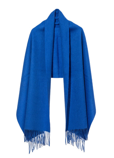 Plain Scarf Dark Blue Oversized Wrap 100% Pure Lambswool