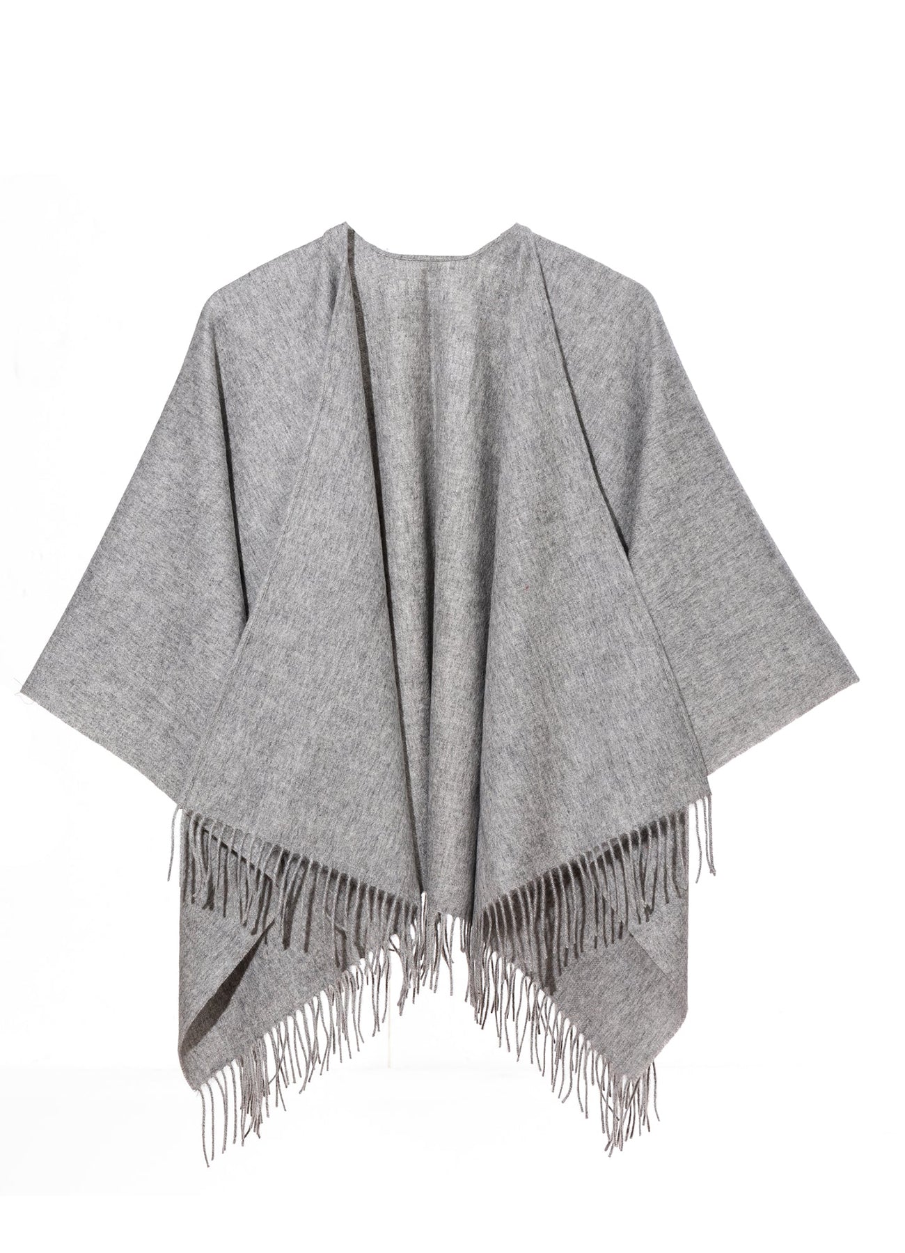 Plain Cape Grey Poncho 100% Pure Lambswool