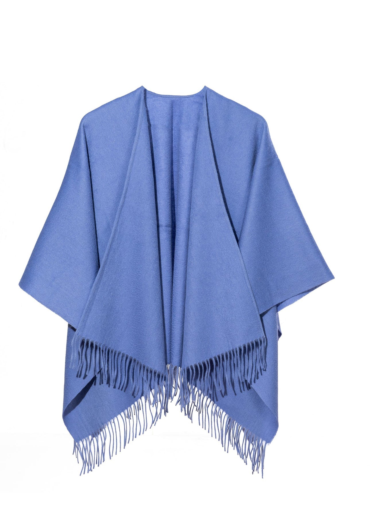 Plain Cape Light Blue Poncho 100% Pure Lambswool