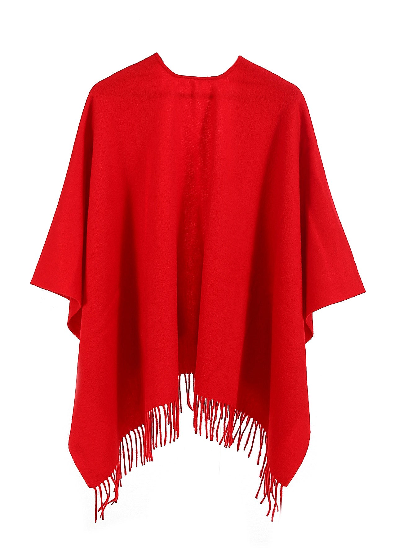 Plain Cape Red Poncho 100% Pure Lambswool