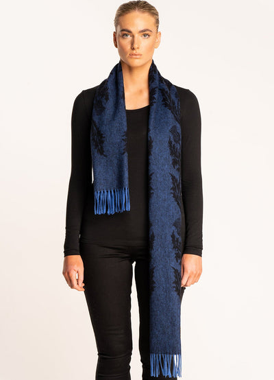 Double Thistle Navy Scarf 100% Pure Lambswool